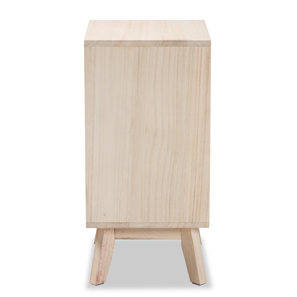Baxton Studio Halian Mid-Century Modern Two-Tone White and Light Brown Finished Wood 3-Drawer Nightstand. Picture 16