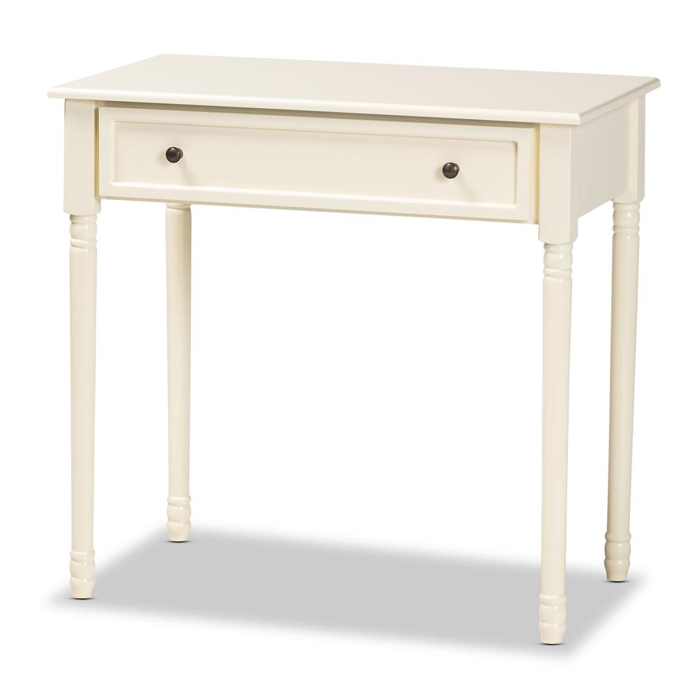 Mahler Classic and Traditional White Finished Wood 1-Drawer Console Table. Picture 11