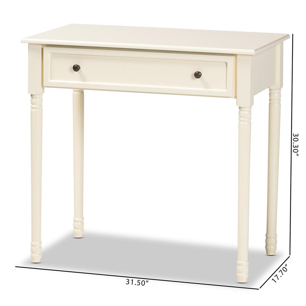 Mahler Classic and Traditional White Finished Wood 1-Drawer Console Table. Picture 20