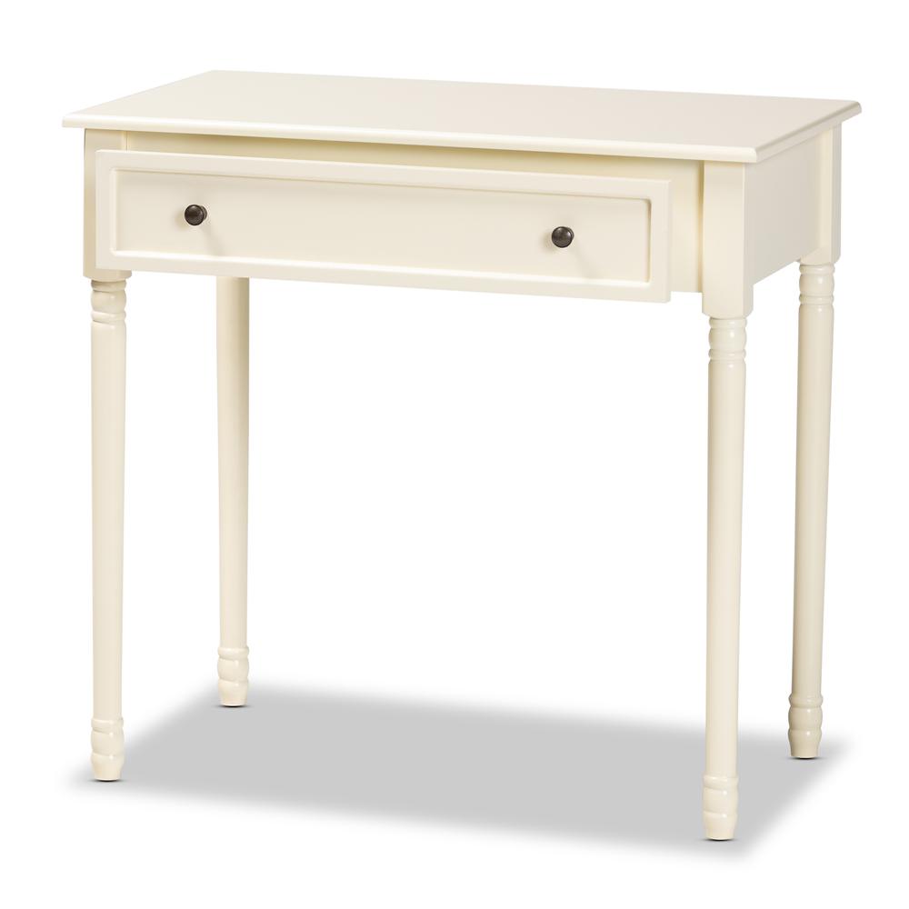 Mahler Classic and Traditional White Finished Wood 1-Drawer Console Table. Picture 12
