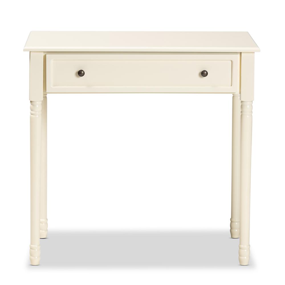 Mahler Classic and Traditional White Finished Wood 1-Drawer Console Table. Picture 13
