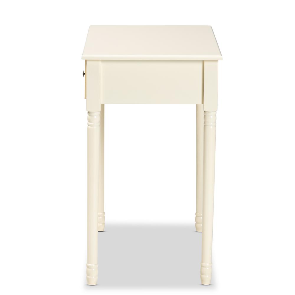 Mahler Classic and Traditional White Finished Wood 1-Drawer Console Table. Picture 14