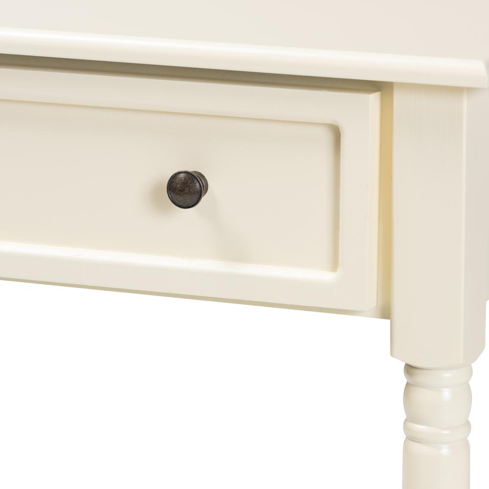Mahler Classic and Traditional White Finished Wood 1-Drawer Console Table. Picture 15