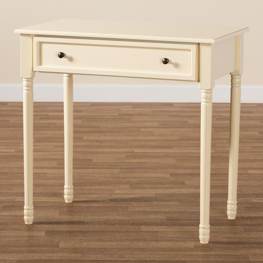 Mahler Classic and Traditional White Finished Wood 1-Drawer Console Table. Picture 19