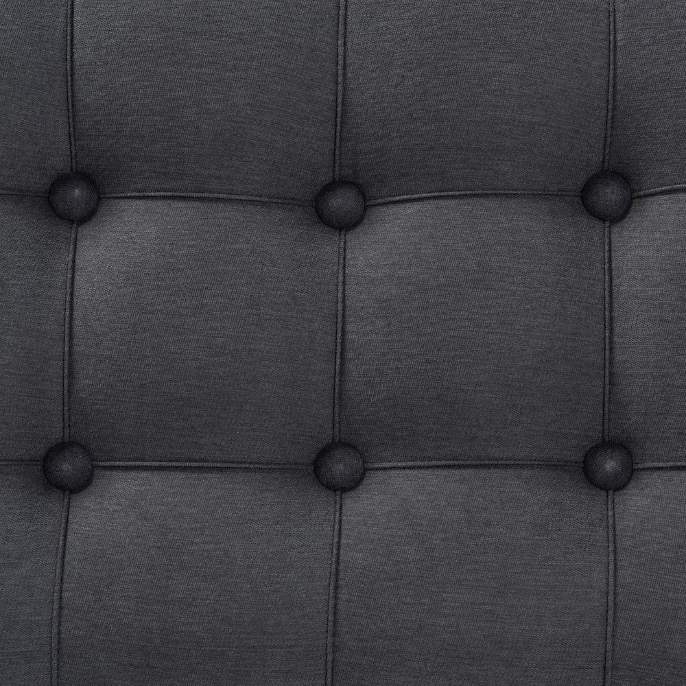 Glam and Luxe Grey Fabric Upholstered and Silver Finished Wood Ottoman. Picture 13