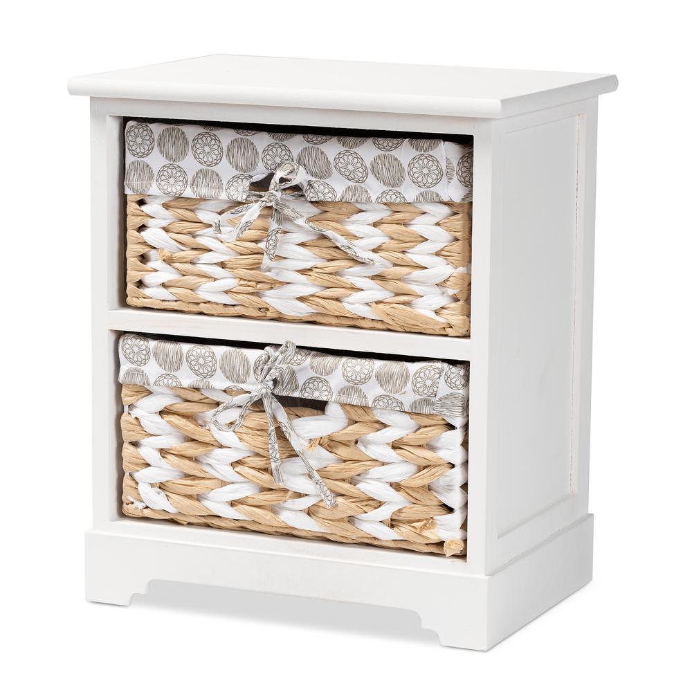 Rianne Modern Transitional White Finished Wood 2-Basket Storage Unit. Picture 11