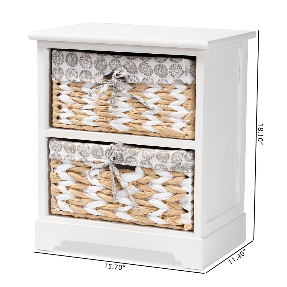Rianne Modern Transitional White Finished Wood 2-Basket Storage Unit. Picture 20