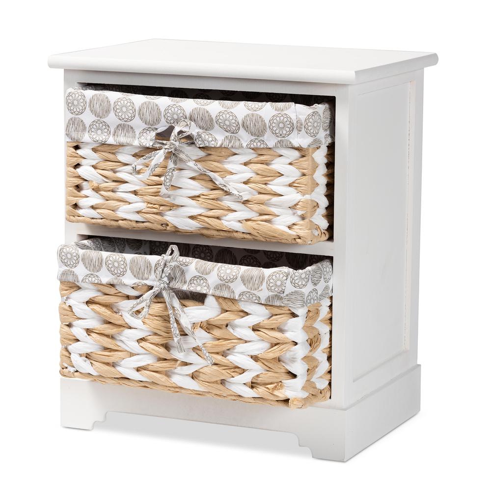 Rianne Modern Transitional White Finished Wood 2-Basket Storage Unit. Picture 12