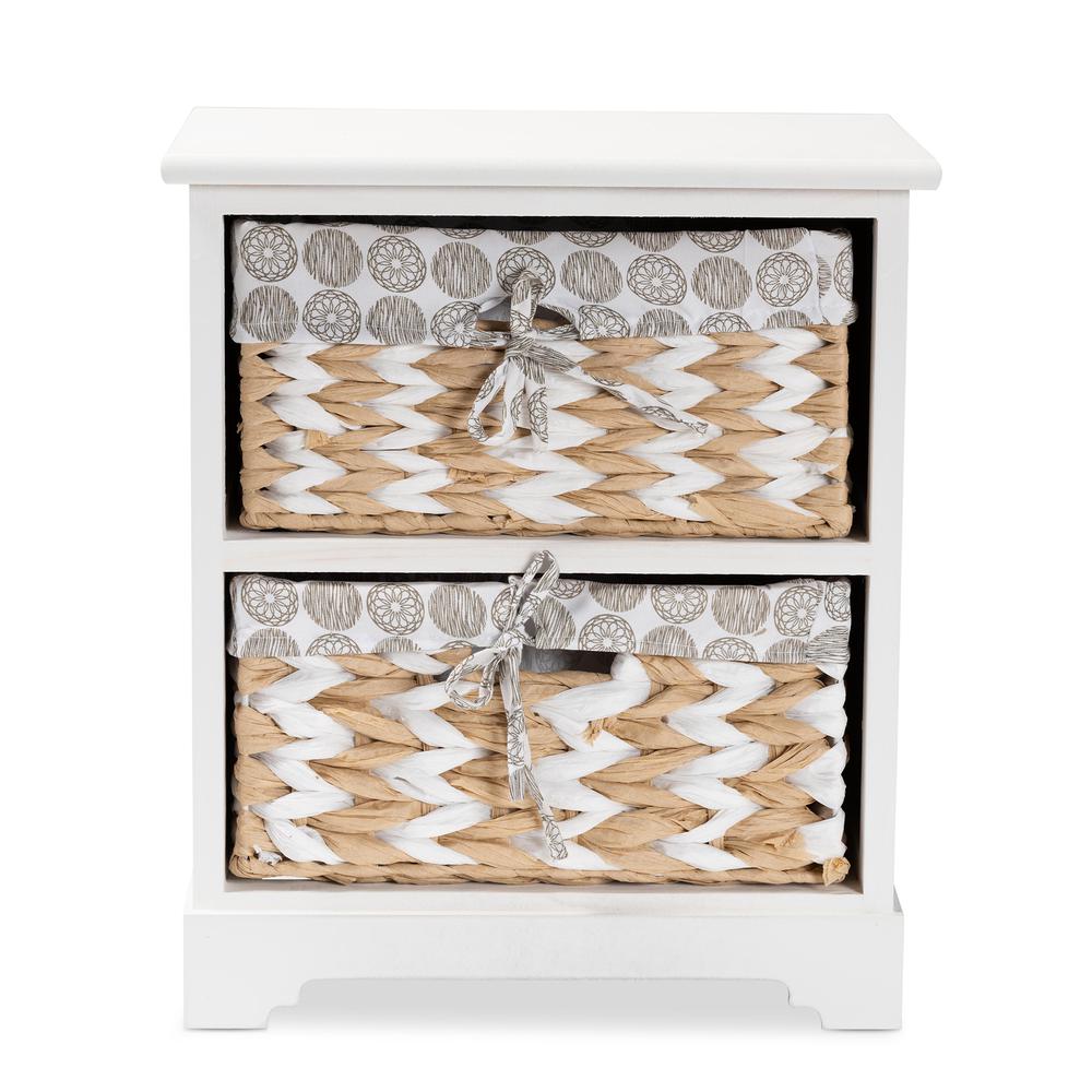 Rianne Modern Transitional White Finished Wood 2-Basket Storage Unit. Picture 13