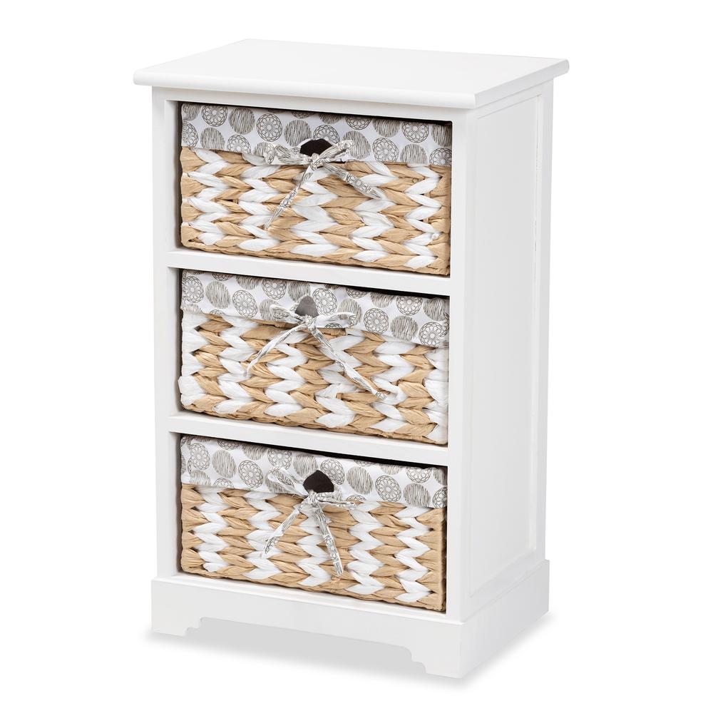 Rianne Modern Transitional White Finished Wood 3-Basket Storage Unit. Picture 11