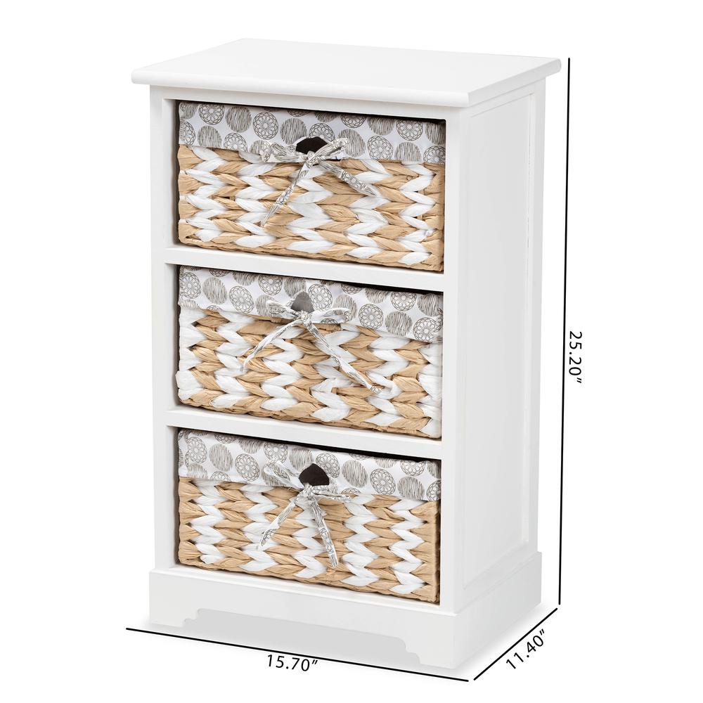 Rianne Modern Transitional White Finished Wood 3-Basket Storage Unit. Picture 20