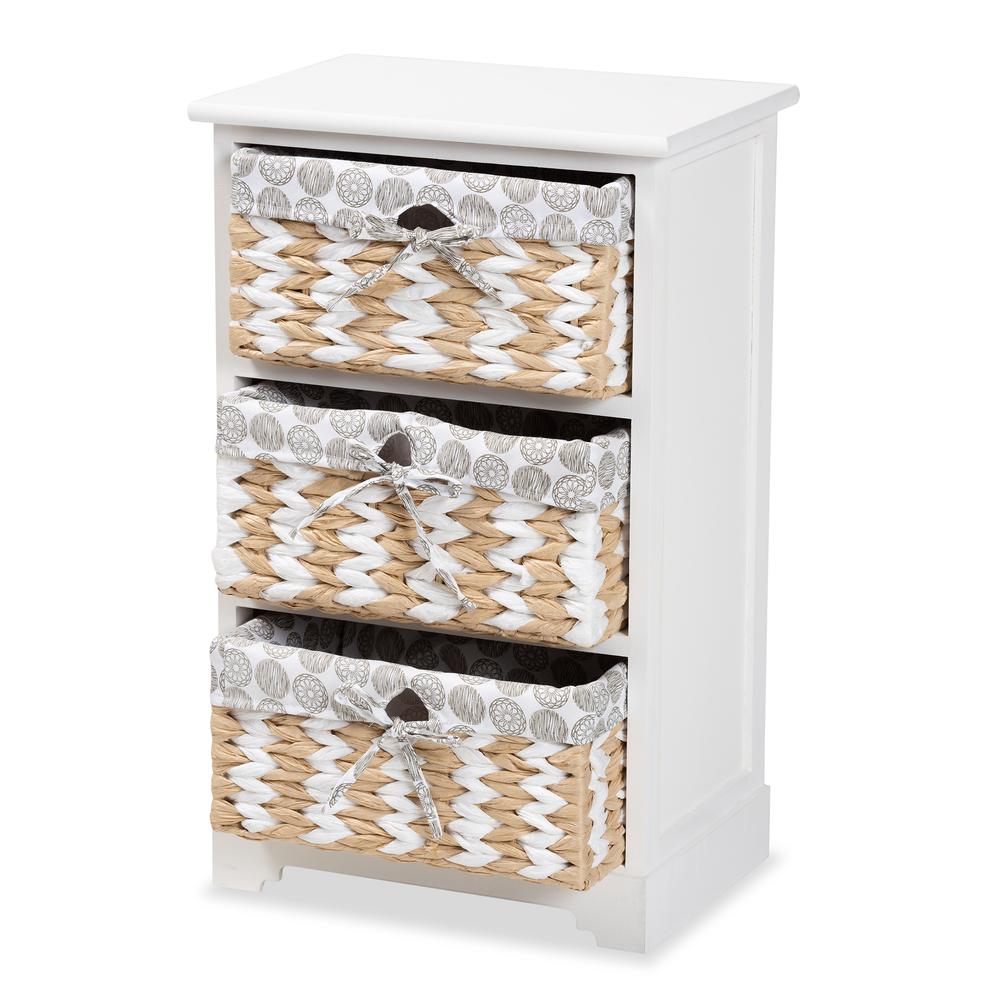 Rianne Modern Transitional White Finished Wood 3-Basket Storage Unit. Picture 12