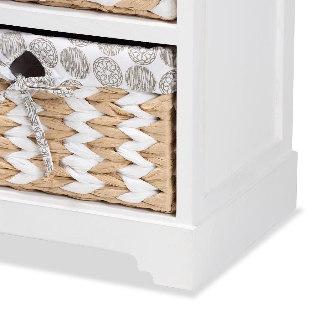 Rianne Modern Transitional White Finished Wood 3-Basket Storage Unit. Picture 16