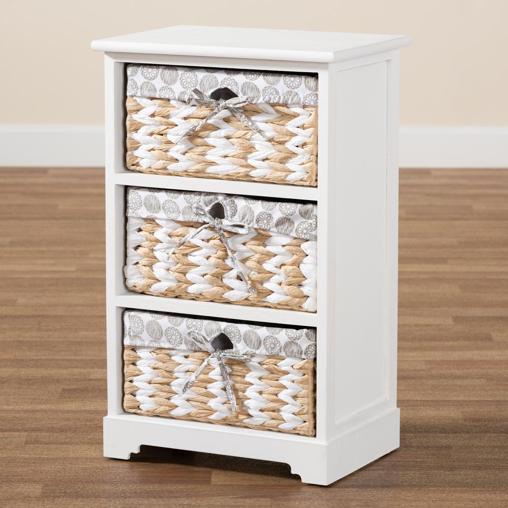 Rianne Modern Transitional White Finished Wood 3-Basket Storage Unit. Picture 19