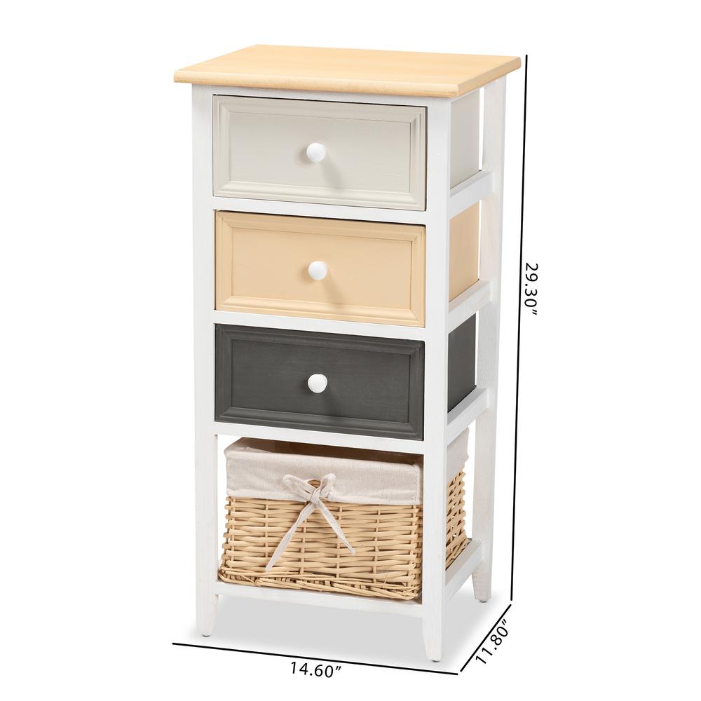 Transitional Multi-Colored Wood 3-Drawer Storage Unit with Basket. Picture 20