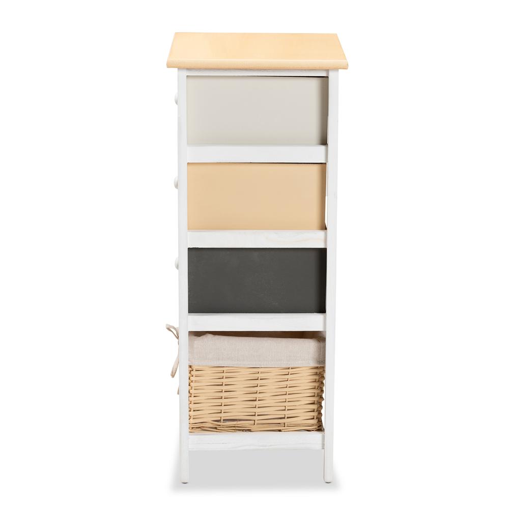 Transitional Multi-Colored Wood 3-Drawer Storage Unit with Basket. Picture 14