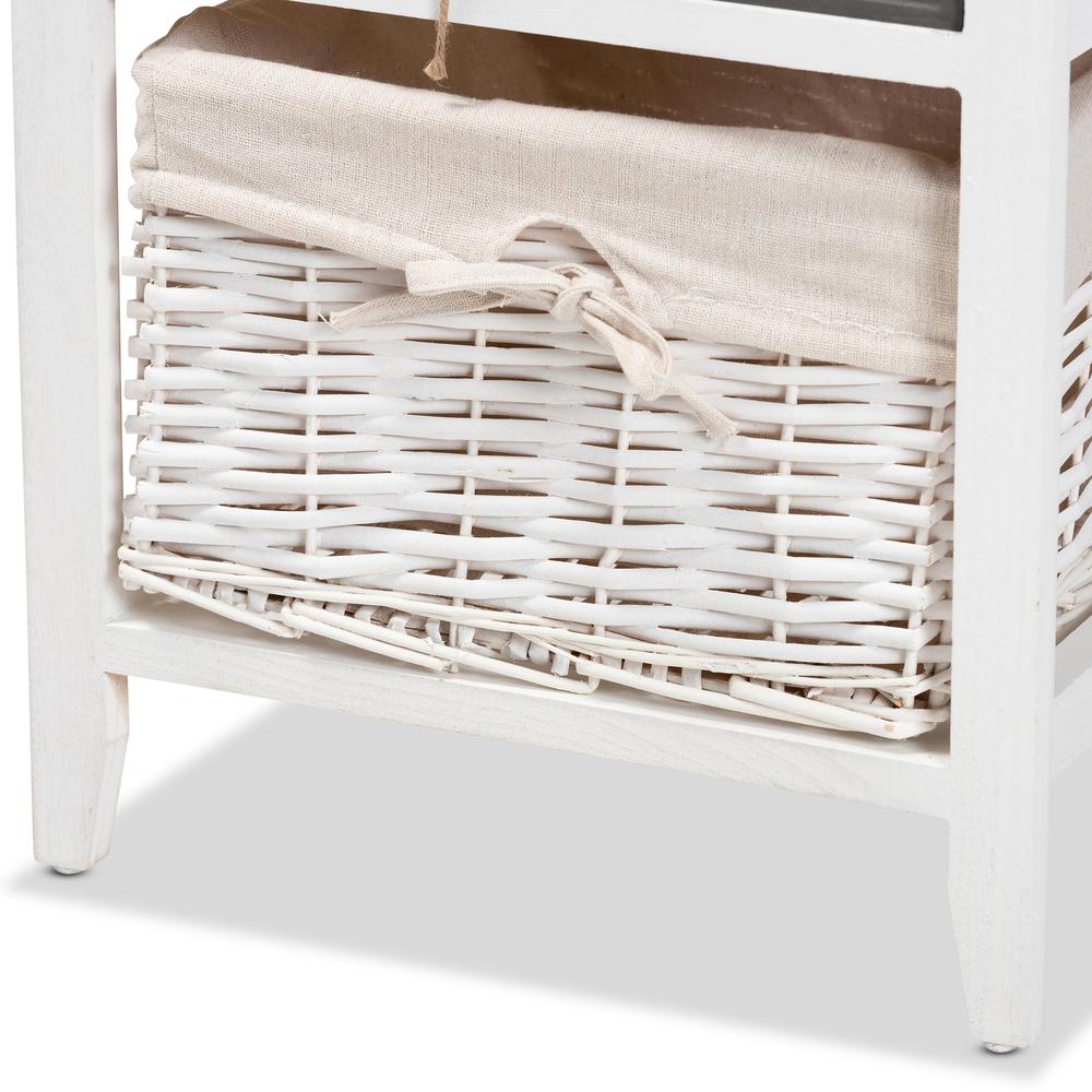Multi-Colored Wood 2-Drawer Storage Unit with Basket. Picture 16