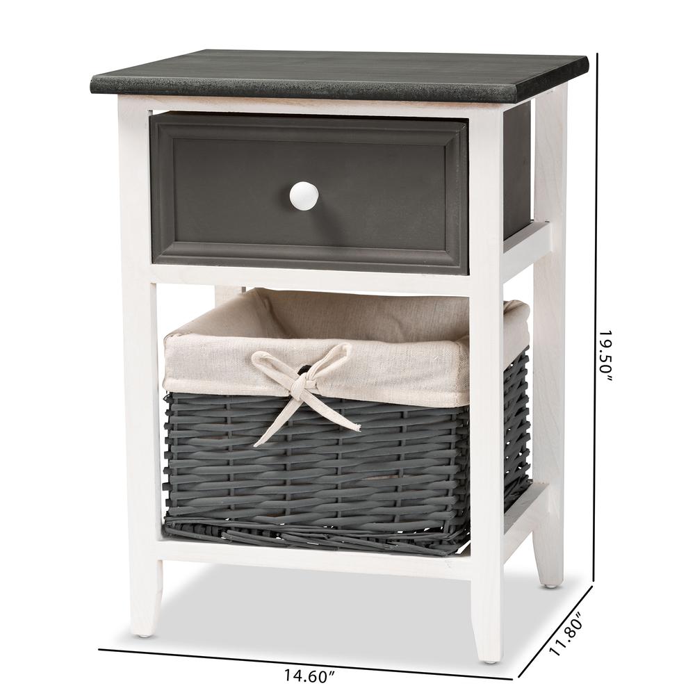 White Finished Wood 1-Drawer Storage Unit with Basket. Picture 20