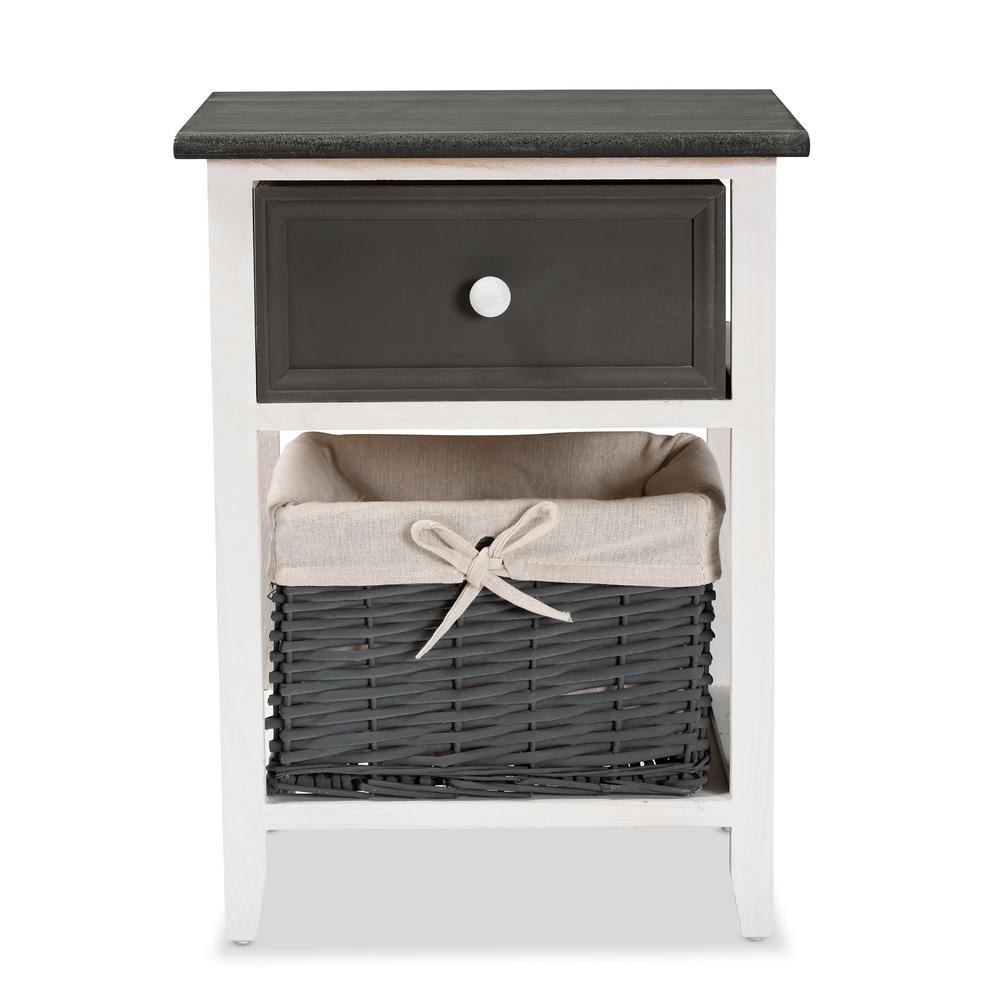 White Finished Wood 1-Drawer Storage Unit with Basket. Picture 13