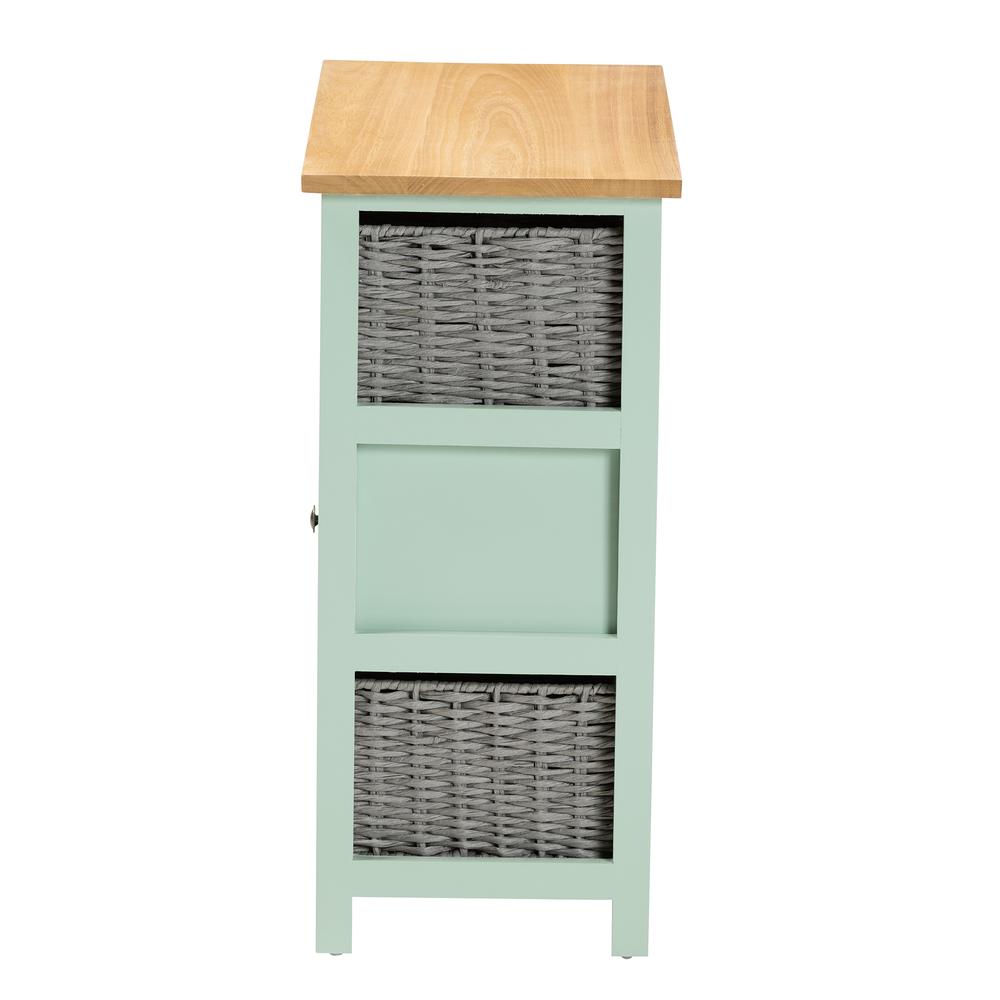 Mint Green Finished Wood 3-Drawer Storage Unit with Baskets. Picture 14