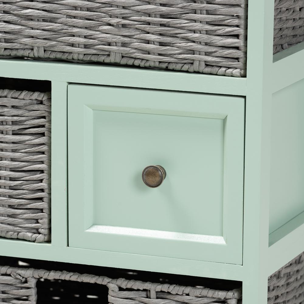 Mint Green Finished Wood 3-Drawer Storage Unit with Baskets. Picture 15