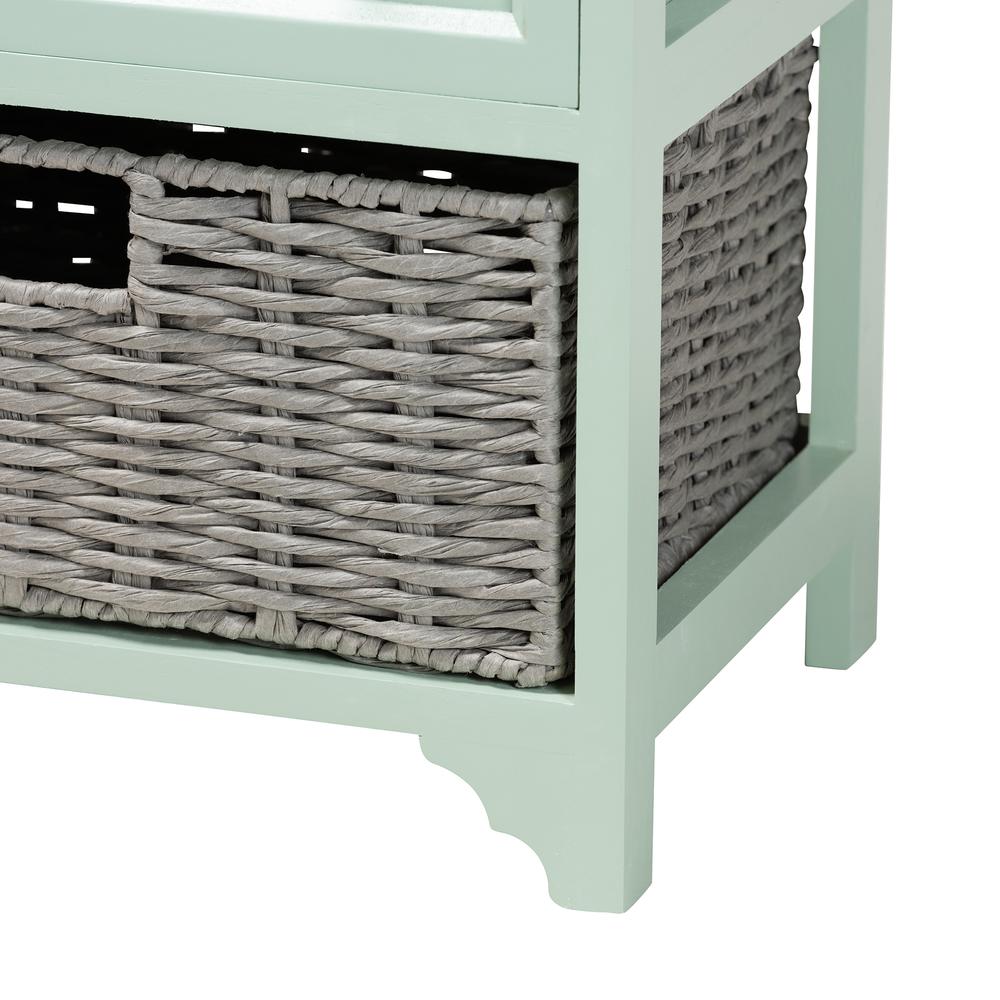 Mint Green Finished Wood 3-Drawer Storage Unit with Baskets. Picture 16
