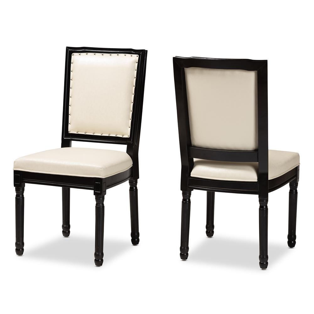 Leather Upholstered and Black Finished Wood 2-Piece Dining Chair Set. Picture 10