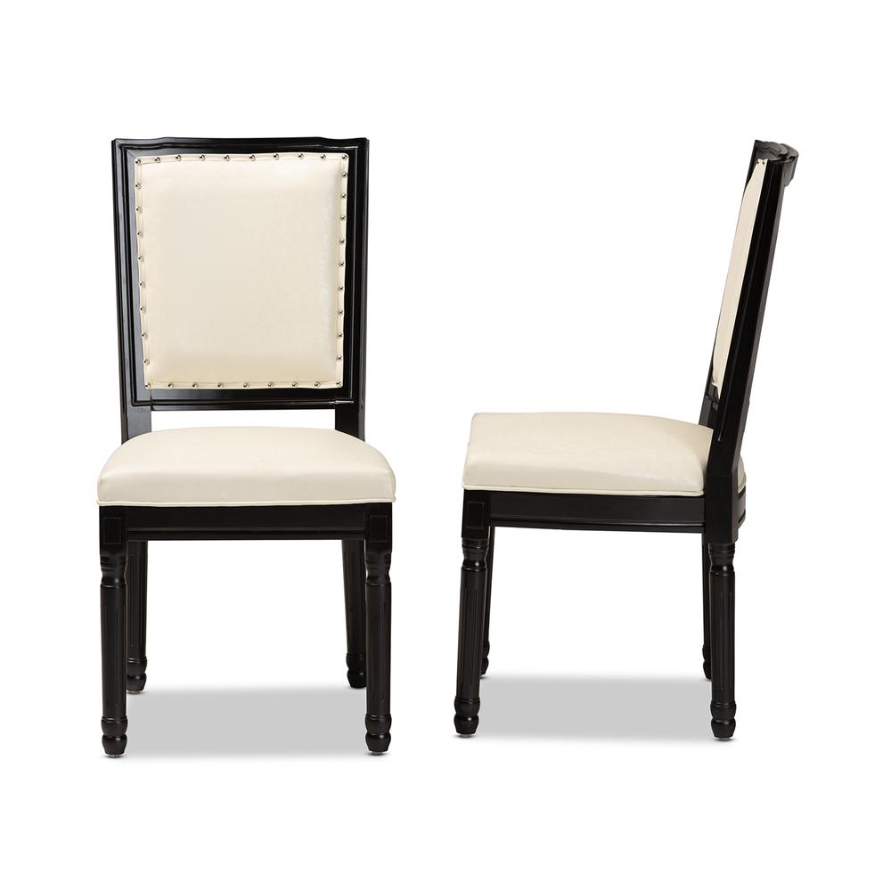 Leather Upholstered and Black Finished Wood 2-Piece Dining Chair Set. Picture 12