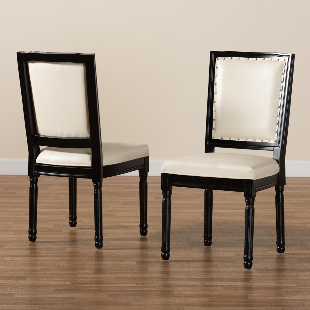 Leather Upholstered and Black Finished Wood 2-Piece Dining Chair Set. Picture 17