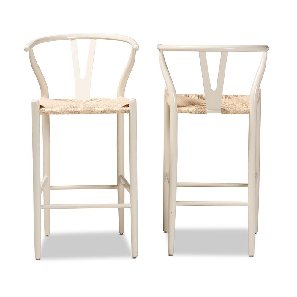 Paxton Modern and Contemporary White Finished Wood 2-Piece Bar Stool Set. Picture 11