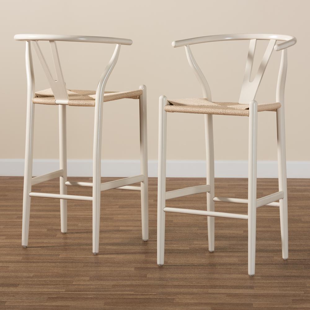 Paxton Modern and Contemporary White Finished Wood 2-Piece Bar Stool Set. Picture 17