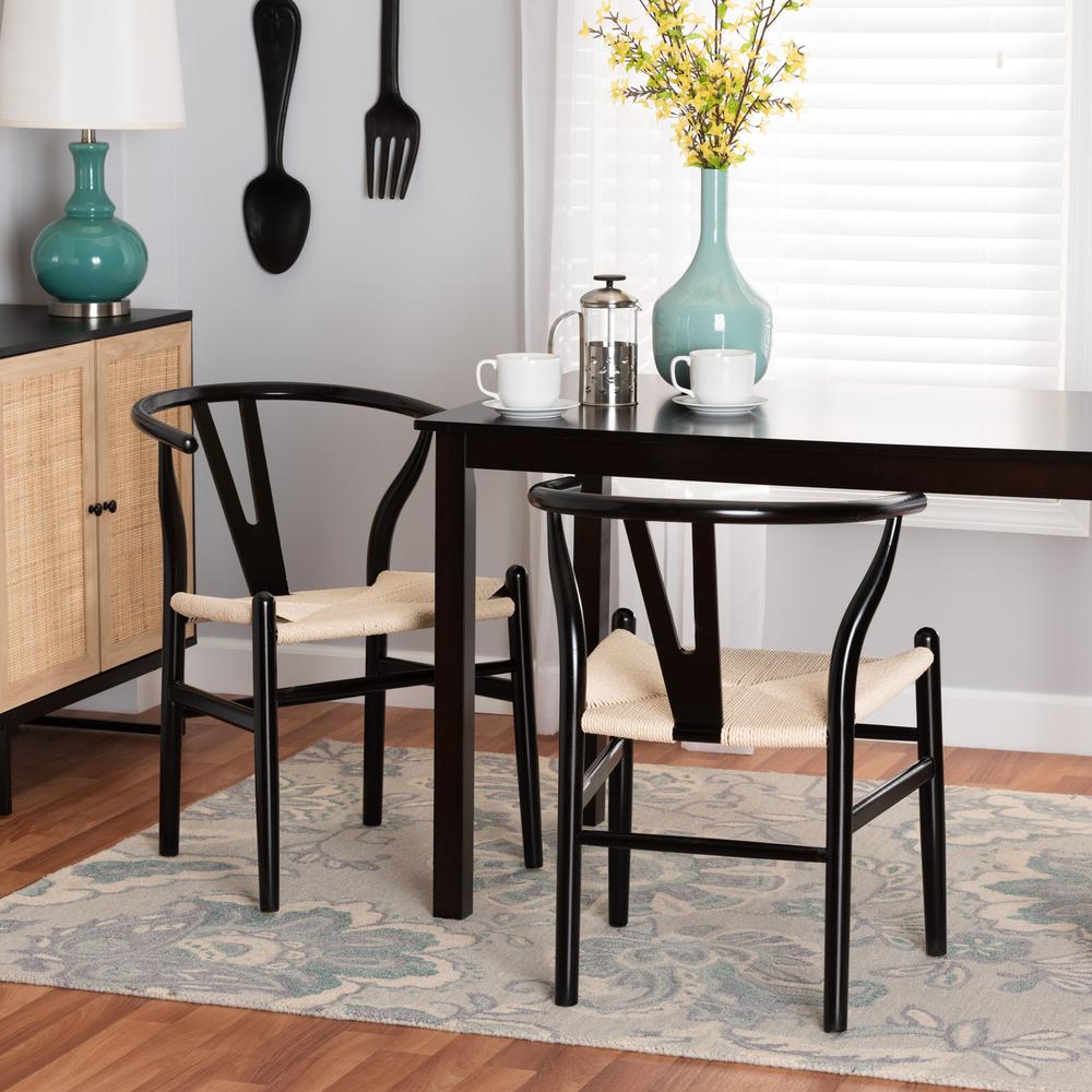 Baxton Studio Paxton Modern Black Finished Wood 2-Piece Dining Chair Set. Picture 16