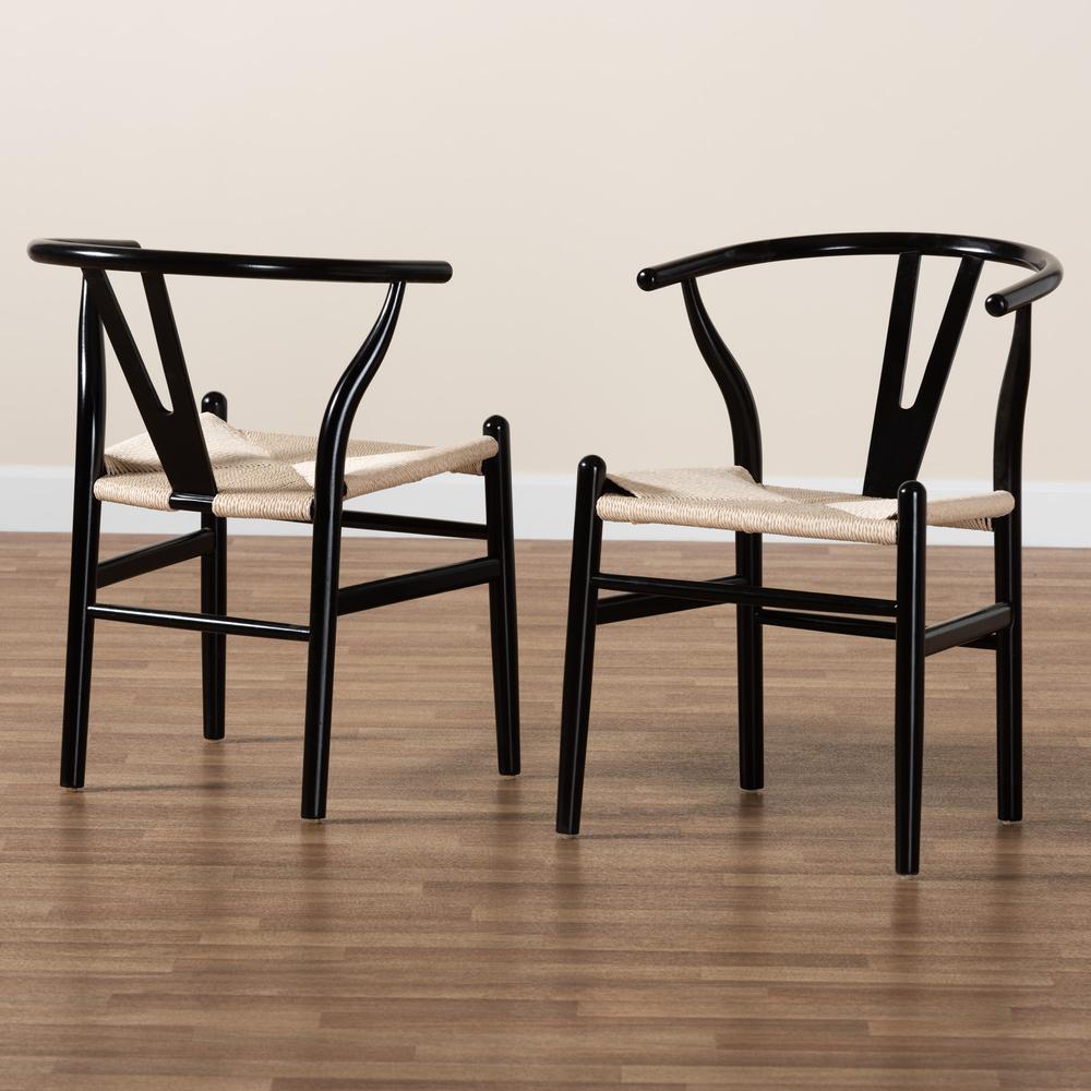 Baxton Studio Paxton Modern Black Finished Wood 2-Piece Dining Chair Set. Picture 17