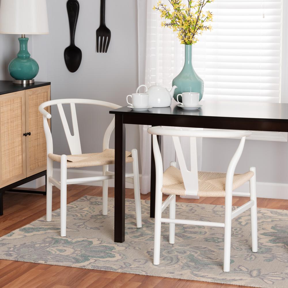 Baxton Studio Paxton Modern White Finished Wood 2-Piece Dining Chair Set. Picture 16