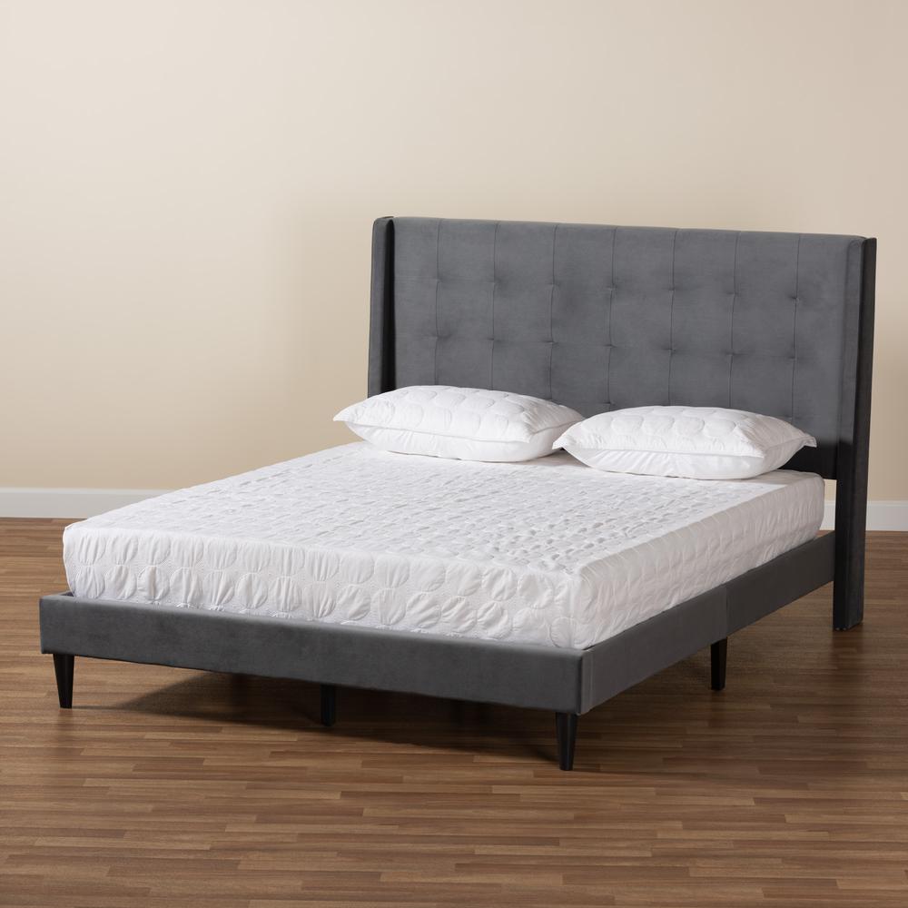 Dark Brown Finished Wood Queen Size Platform Bed. Picture 18