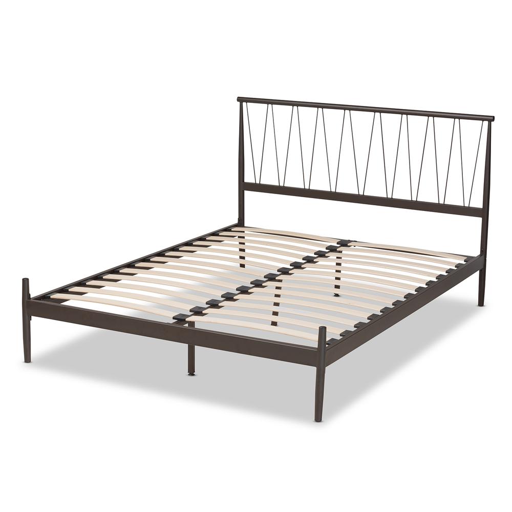 Samir Modern Industrial Black Bronze Finished Metal Full Size Platform Bed. Picture 13