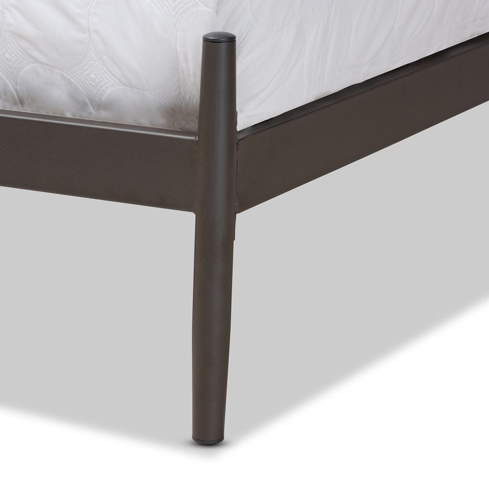 Samir Modern Industrial Black Bronze Finished Metal Full Size Platform Bed. Picture 15