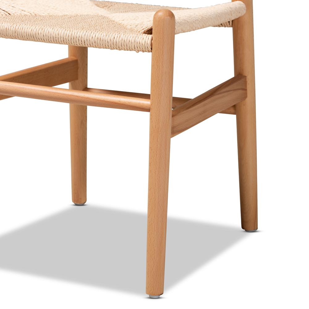 Raheem Mid-Century Modern Brown Hemp and Wood 2-Piece Dining Chair Set. Picture 13