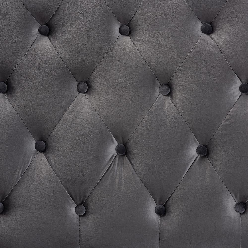 Baxton Studio Clovis Modern and Contemporary Grey Velvet Fabric Upholstered Queen Size Headboard. Picture 3