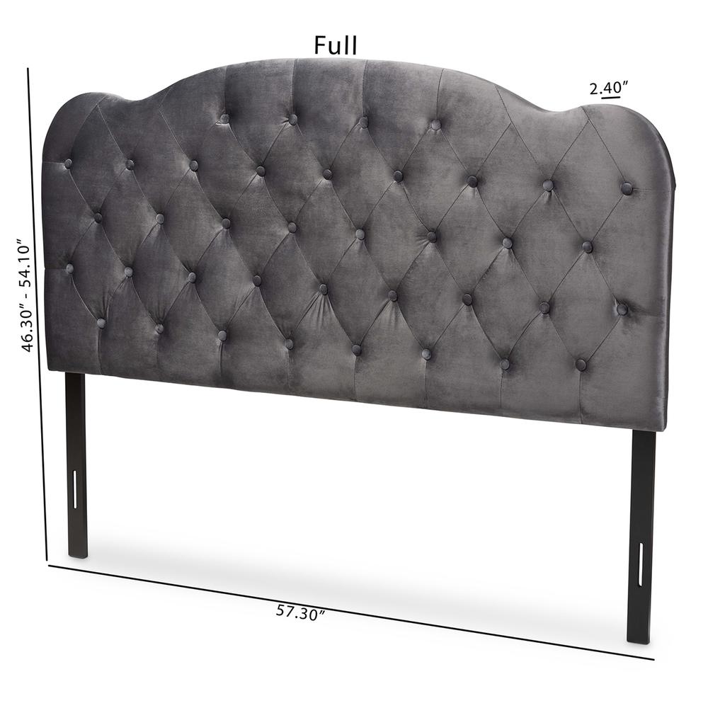 Baxton Studio Clovis Modern and Contemporary Grey Velvet Fabric Upholstered Queen Size Headboard. Picture 6
