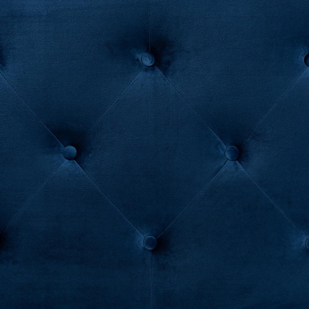 Navy Blue Velvet Fabric Upholstered Full Size Headboard. Picture 11