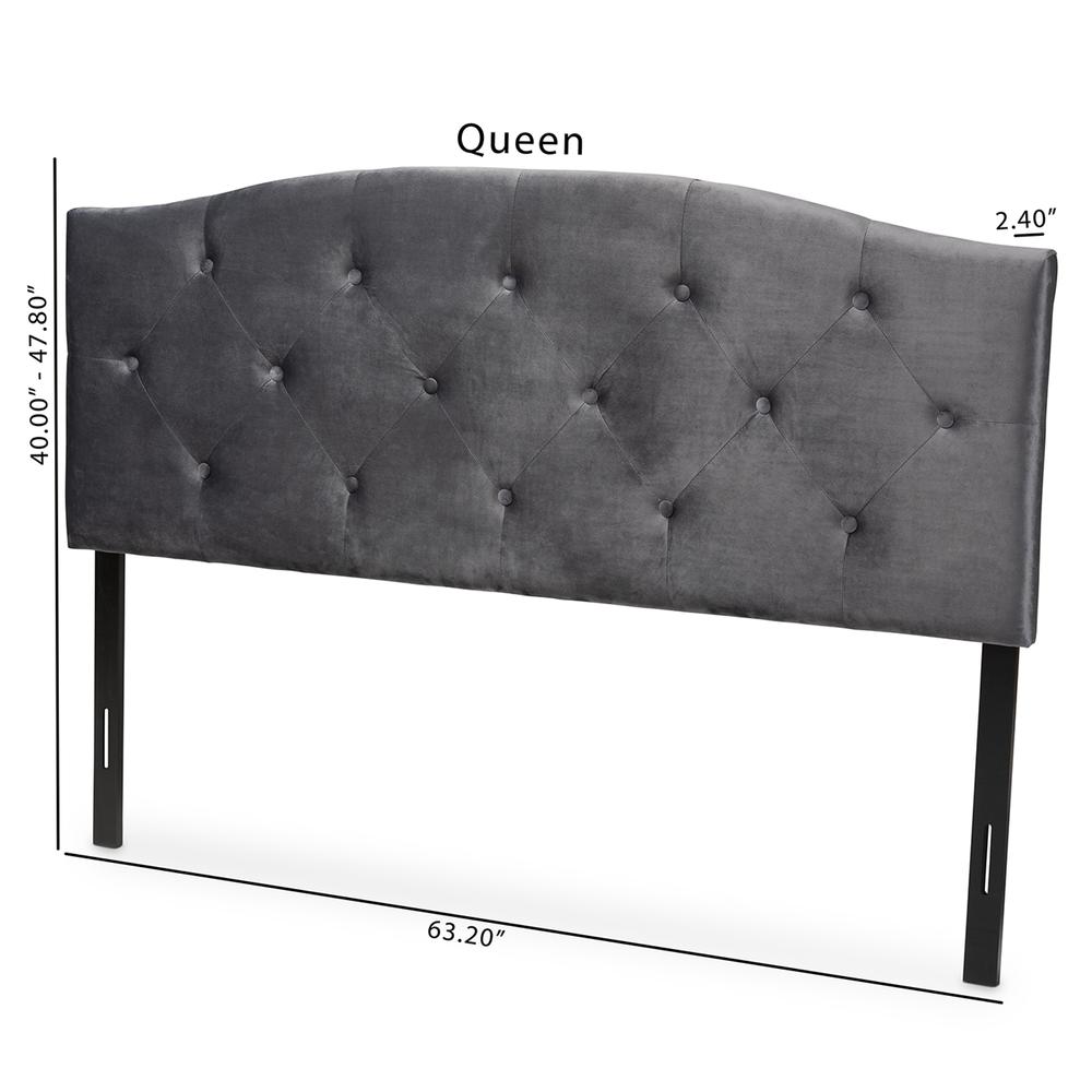 Leone Modern and Contemporary Grey Velvet Fabric Upholstered Full Size Headboard. Picture 15