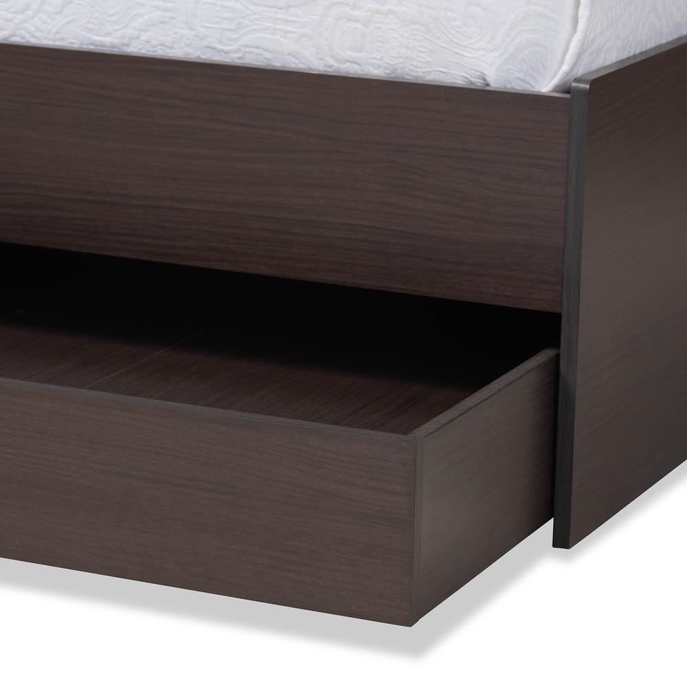 Dark Brown Finished Wood Twin Size Platform Storage Corner Bed. Picture 21
