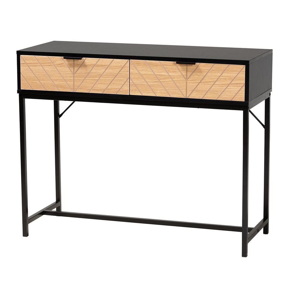Black Metal 2-Drawer Console Table. Picture 11