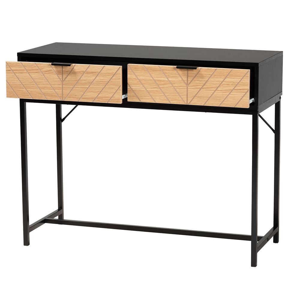 Black Metal 2-Drawer Console Table. Picture 12