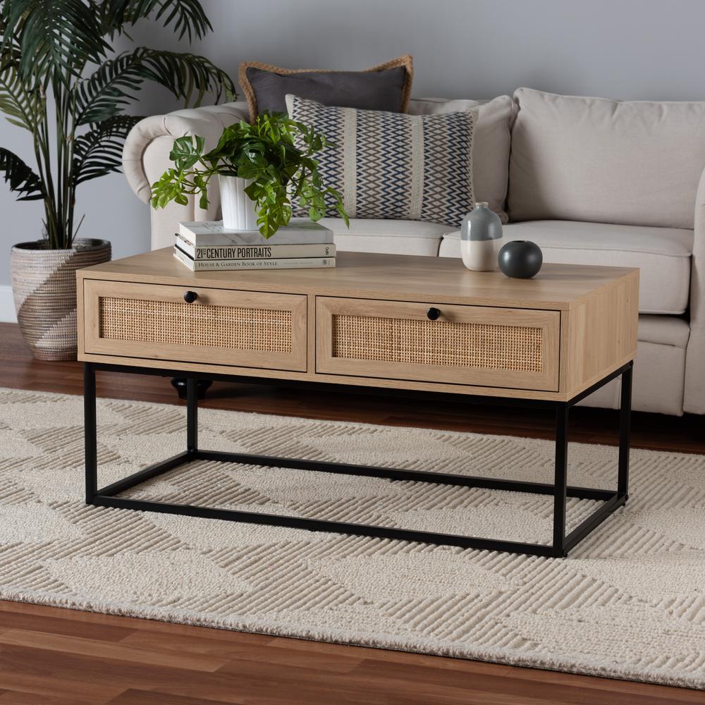 Natural Rattan 2-Drawer Coffee Table. Picture 18