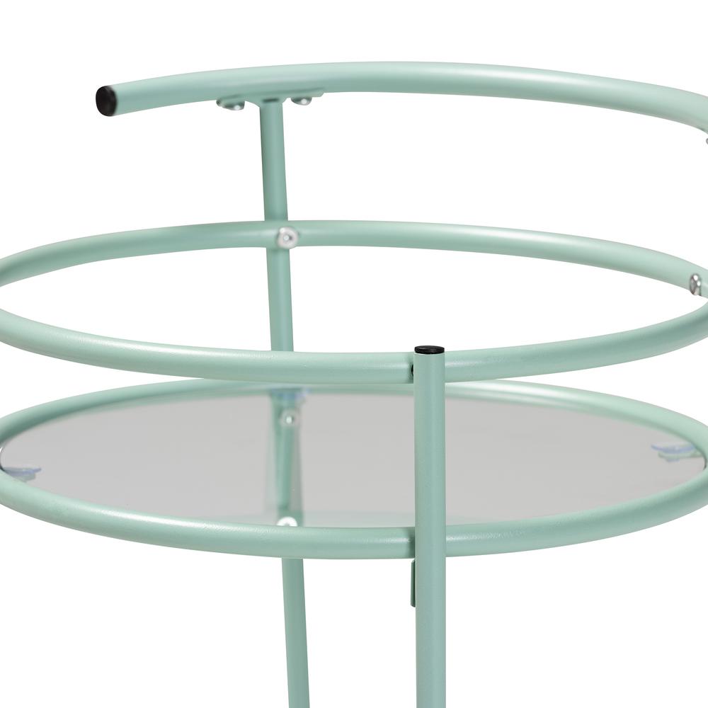 Newell Mid-Century Modern Mint Green Finished Metal 2-Tier Kitchen Cart. Picture 12