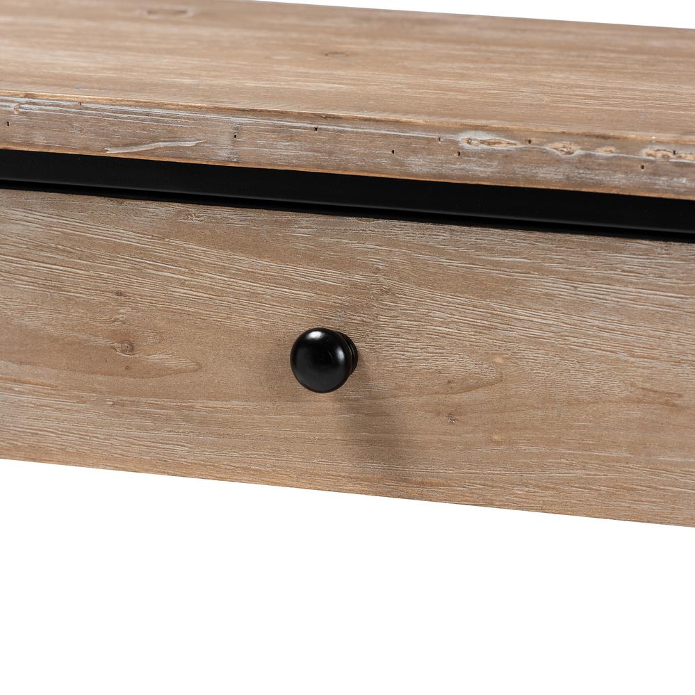 Industrial Natural Brown Finished Wood and Black Metal 2-Drawer Console Table. Picture 15