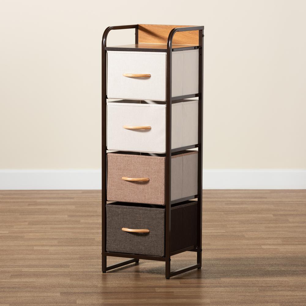 Baxton Studio Volkan Modern Multi-Colored Fabric Upholstered and Black Metal 4-Drawer Storage Cabinet. Picture 25