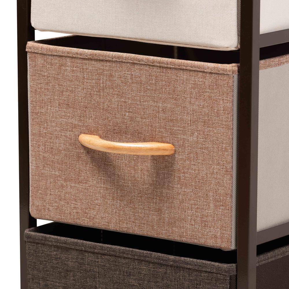Baxton Studio Volkan Modern Multi-Colored Fabric Upholstered and Black Metal 4-Drawer Storage Cabinet. Picture 19